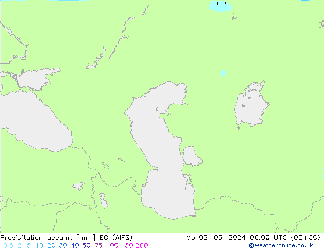Precipitation accum. EC (AIFS) пн 03.06.2024 06 UTC