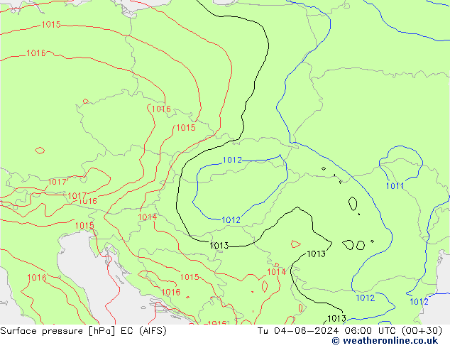 Surface pressure EC (AIFS) Tu 04.06.2024 06 UTC