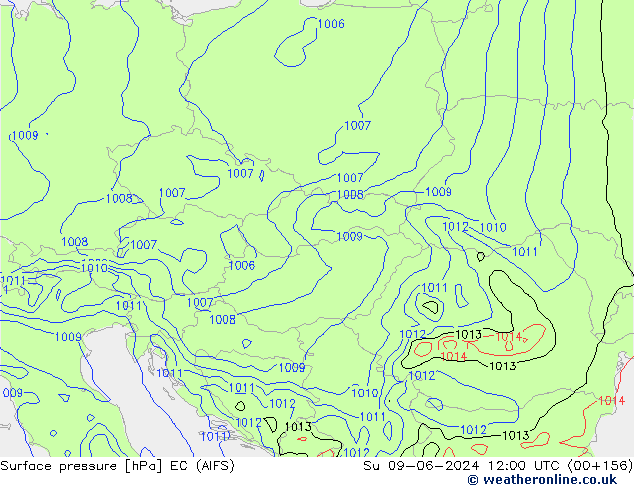 Surface pressure EC (AIFS) Su 09.06.2024 12 UTC