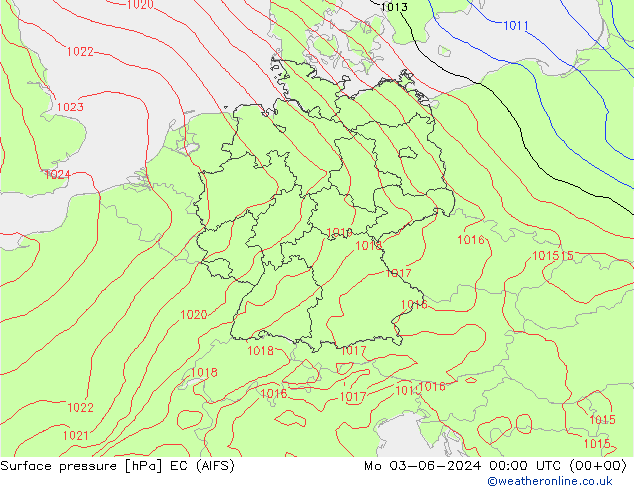 地面气压 EC (AIFS) 星期一 03.06.2024 00 UTC