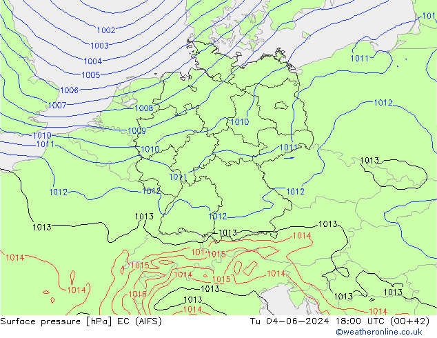 Presión superficial EC (AIFS) mar 04.06.2024 18 UTC