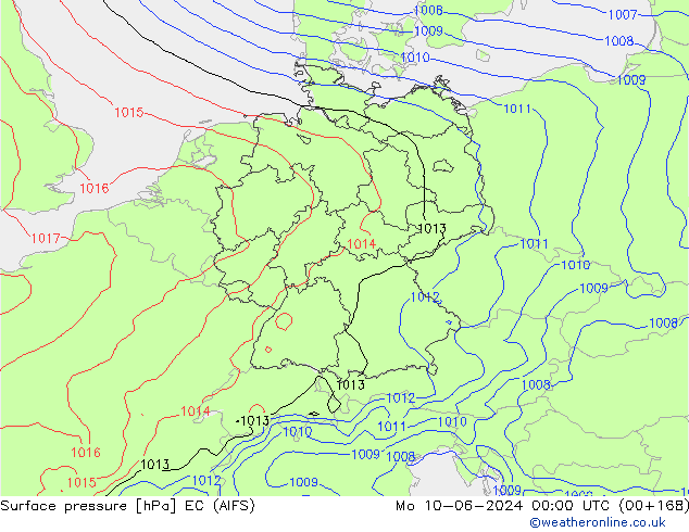 Surface pressure EC (AIFS) Mo 10.06.2024 00 UTC