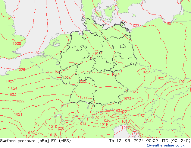 Luchtdruk (Grond) EC (AIFS) do 13.06.2024 00 UTC