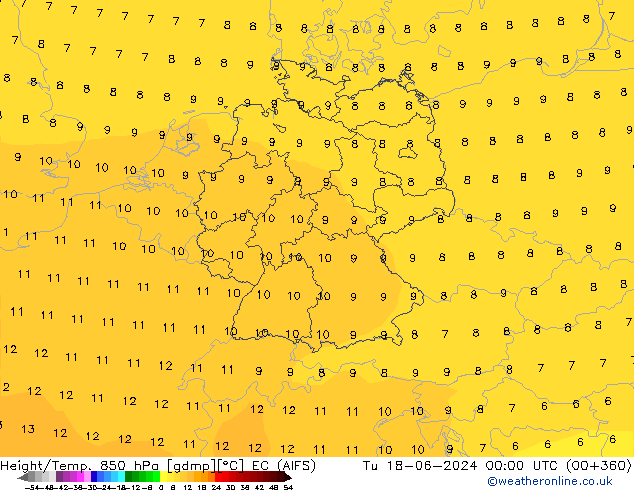 Height/Temp. 850 hPa EC (AIFS) mar 18.06.2024 00 UTC