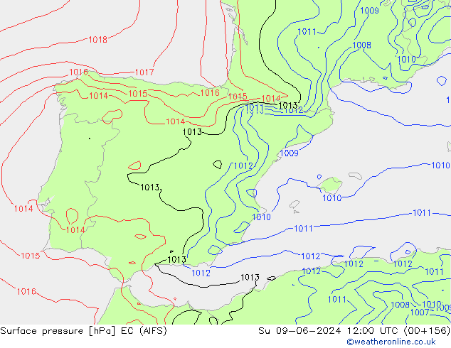 Luchtdruk (Grond) EC (AIFS) zo 09.06.2024 12 UTC