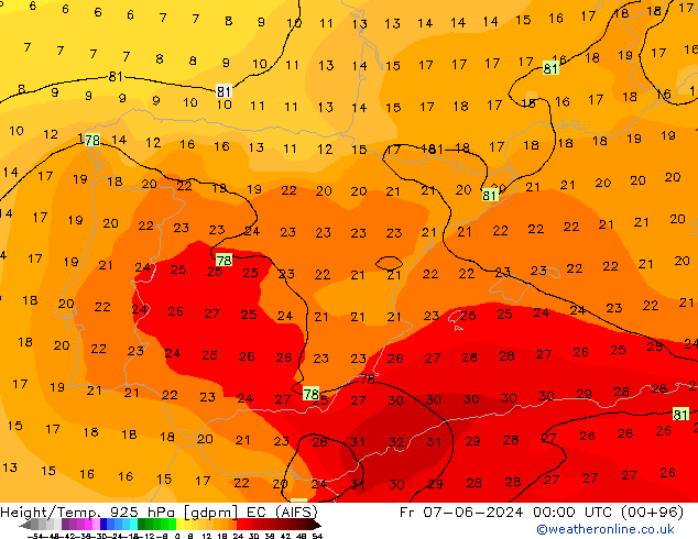 Height/Temp. 925 hPa EC (AIFS) Fr 07.06.2024 00 UTC