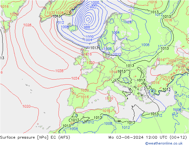 ciśnienie EC (AIFS) pon. 03.06.2024 12 UTC