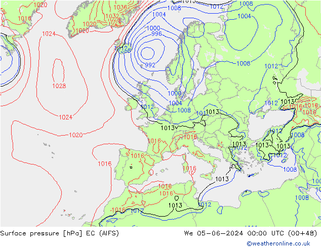 Bodendruck EC (AIFS) Mi 05.06.2024 00 UTC