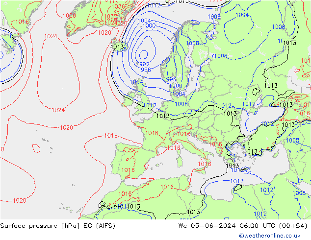 ciśnienie EC (AIFS) śro. 05.06.2024 06 UTC