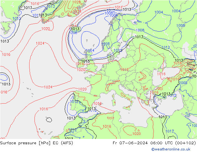 приземное давление EC (AIFS) пт 07.06.2024 06 UTC
