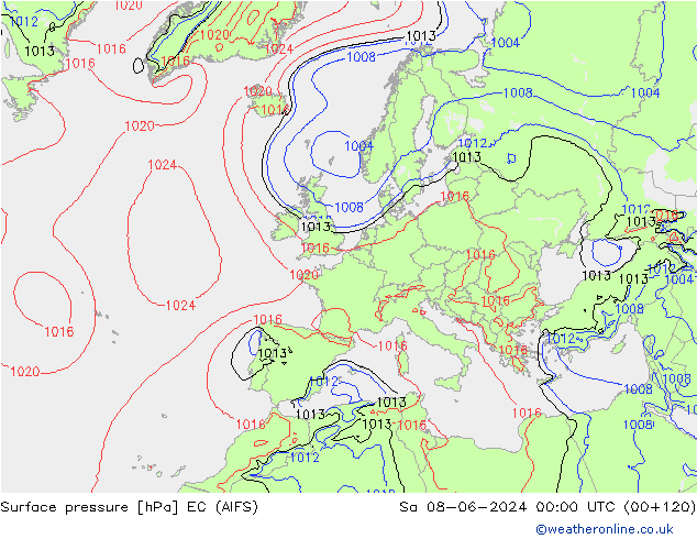 приземное давление EC (AIFS) сб 08.06.2024 00 UTC