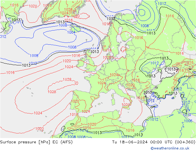 приземное давление EC (AIFS) вт 18.06.2024 00 UTC