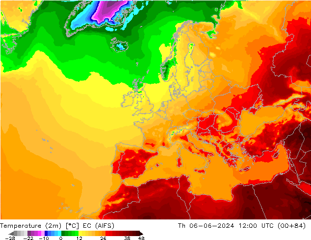 Temperaturkarte (2m) EC (AIFS) Do 06.06.2024 12 UTC