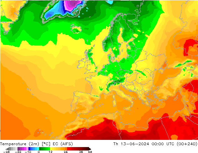 карта температуры EC (AIFS) чт 13.06.2024 00 UTC