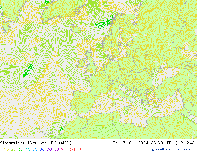 ветер 10m EC (AIFS) чт 13.06.2024 00 UTC