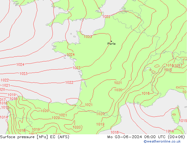 pressão do solo EC (AIFS) Seg 03.06.2024 06 UTC