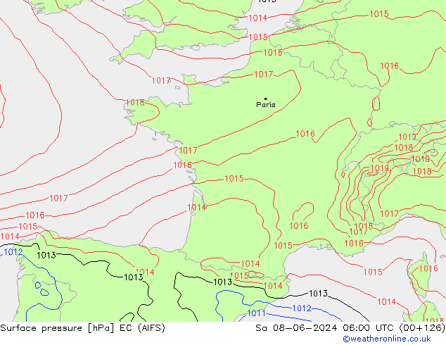 pressão do solo EC (AIFS) Sáb 08.06.2024 06 UTC