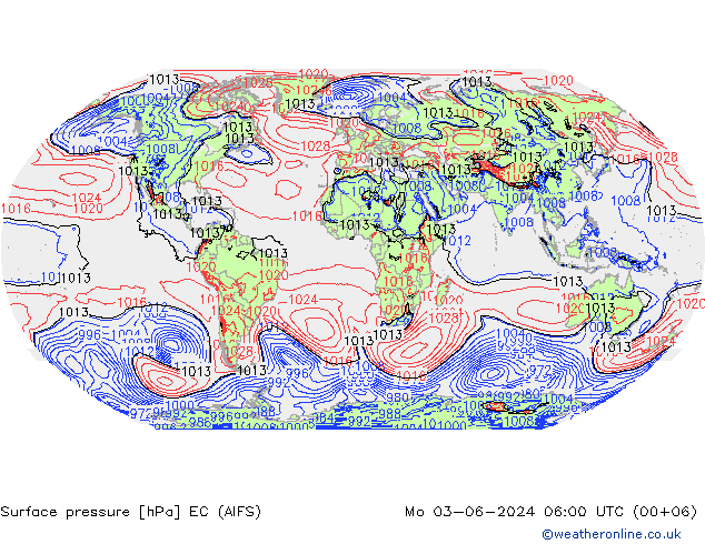 Yer basıncı EC (AIFS) Pzt 03.06.2024 06 UTC