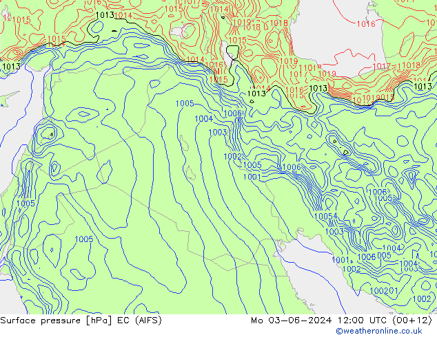 Atmosférický tlak EC (AIFS) Po 03.06.2024 12 UTC