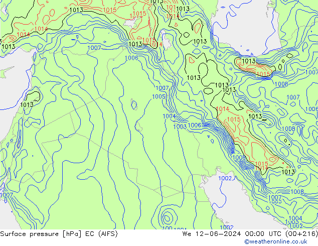 Surface pressure EC (AIFS) We 12.06.2024 00 UTC