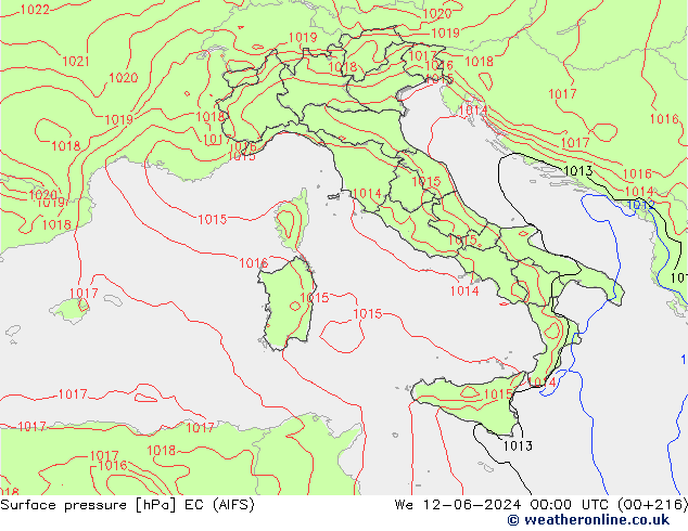 Atmosférický tlak EC (AIFS) St 12.06.2024 00 UTC