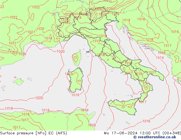 pression de l'air EC (AIFS) lun 17.06.2024 12 UTC