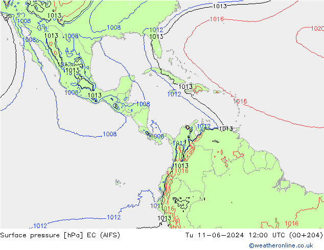 Surface pressure EC (AIFS) Tu 11.06.2024 12 UTC