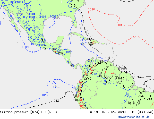 Surface pressure EC (AIFS) Tu 18.06.2024 00 UTC