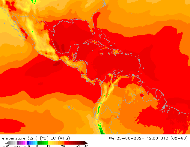 Temperatura (2m) EC (AIFS) mer 05.06.2024 12 UTC