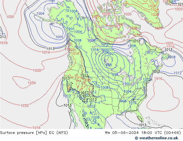 Pressione al suolo EC (AIFS) mer 05.06.2024 18 UTC