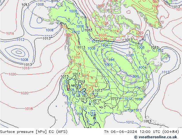 Pressione al suolo EC (AIFS) gio 06.06.2024 12 UTC