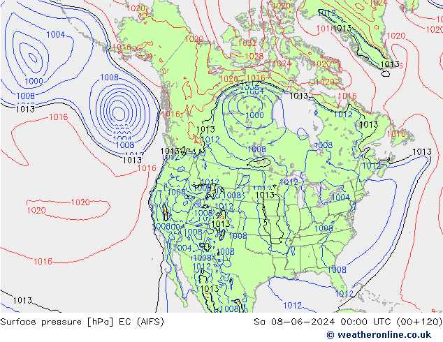 Surface pressure EC (AIFS) Sa 08.06.2024 00 UTC