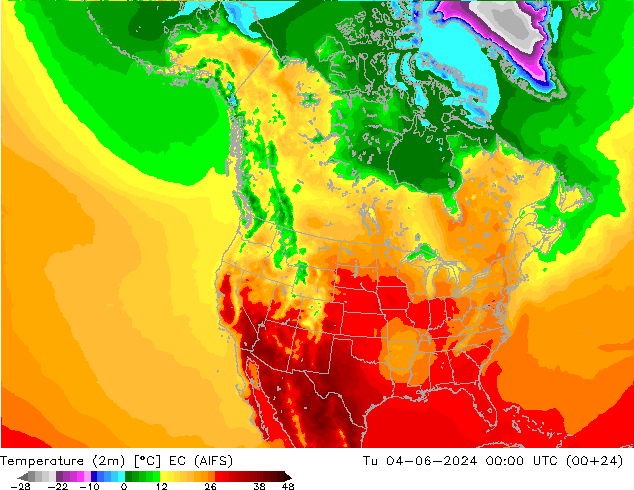 Temperaturkarte (2m) EC (AIFS) Di 04.06.2024 00 UTC