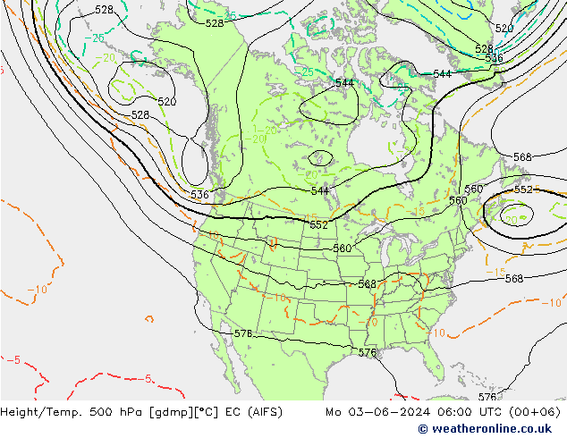 Height/Temp. 500 hPa EC (AIFS) pon. 03.06.2024 06 UTC