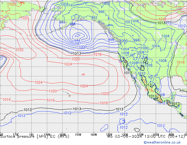 Atmosférický tlak EC (AIFS) Po 03.06.2024 12 UTC