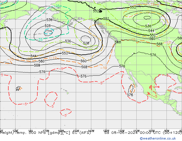 Height/Temp. 500 hPa EC (AIFS) Sa 08.06.2024 00 UTC