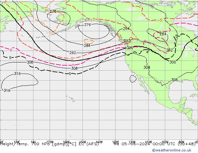 Géop./Temp. 700 hPa EC (AIFS) mer 05.06.2024 00 UTC