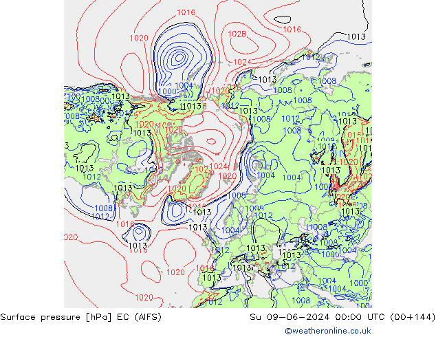 Surface pressure EC (AIFS) Su 09.06.2024 00 UTC