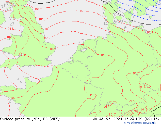 Surface pressure EC (AIFS) Mo 03.06.2024 18 UTC