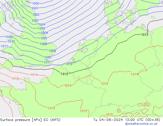 Pressione al suolo EC (AIFS) mar 04.06.2024 12 UTC