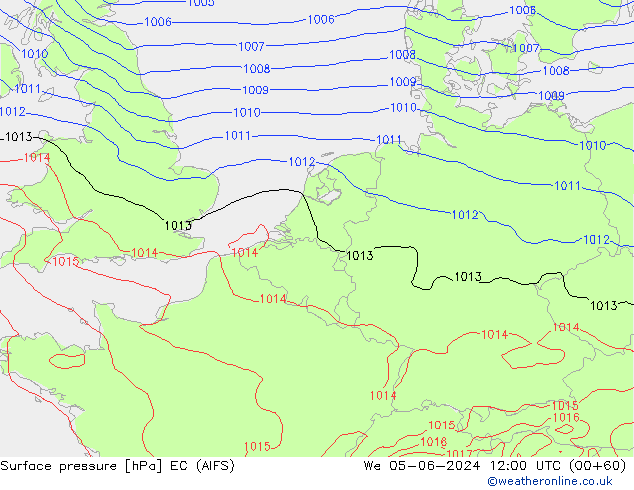 Surface pressure EC (AIFS) We 05.06.2024 12 UTC