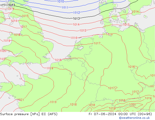 Surface pressure EC (AIFS) Fr 07.06.2024 00 UTC