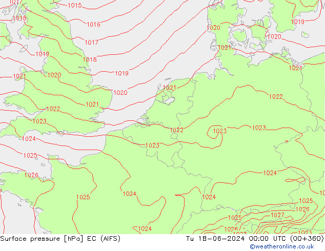 Presión superficial EC (AIFS) mar 18.06.2024 00 UTC