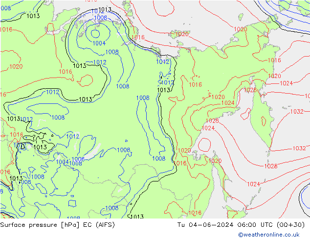 pressão do solo EC (AIFS) Ter 04.06.2024 06 UTC