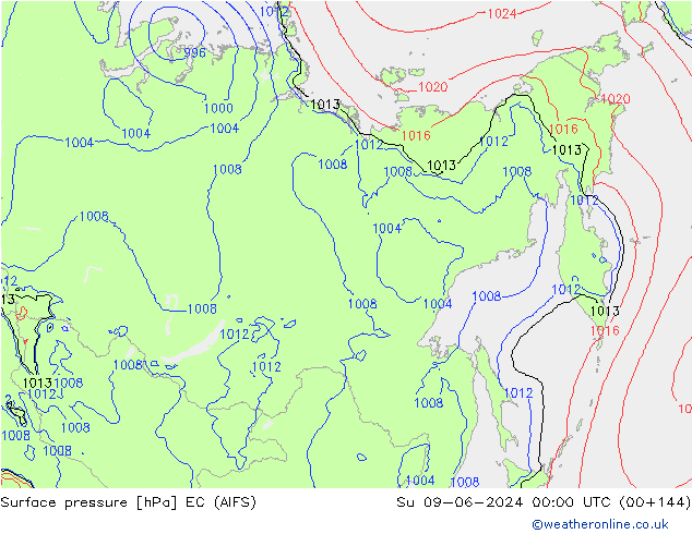 Yer basıncı EC (AIFS) Paz 09.06.2024 00 UTC