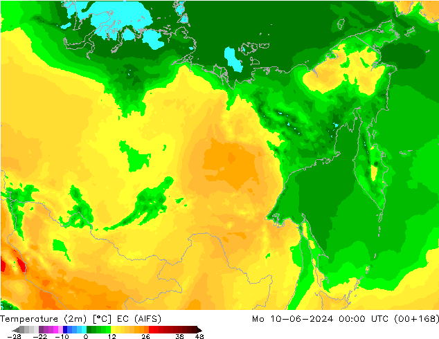 Temperature (2m) EC (AIFS) Mo 10.06.2024 00 UTC