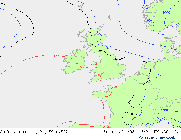 Luchtdruk (Grond) EC (AIFS) zo 09.06.2024 18 UTC