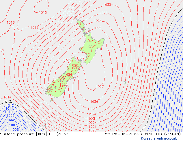 Pressione al suolo EC (AIFS) mer 05.06.2024 00 UTC