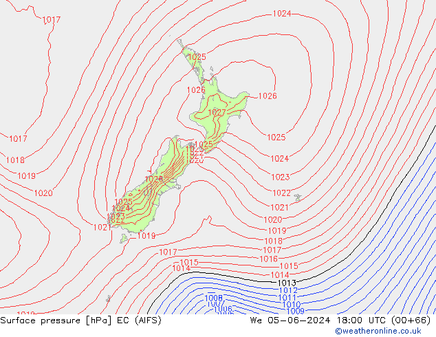 Atmosférický tlak EC (AIFS) St 05.06.2024 18 UTC