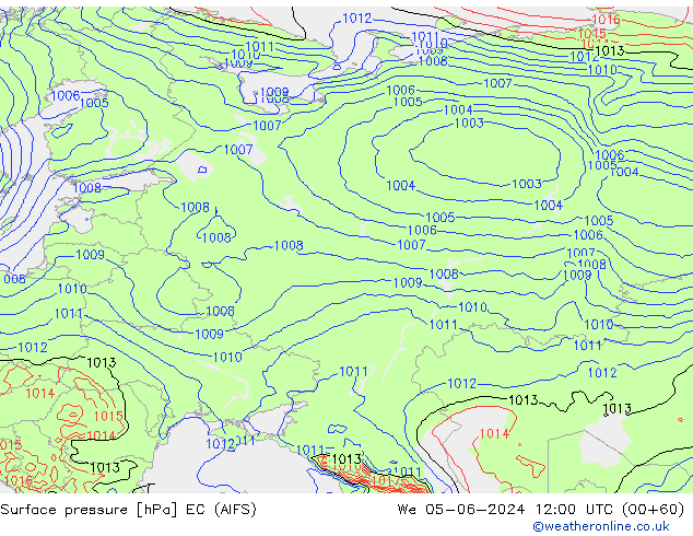 Surface pressure EC (AIFS) We 05.06.2024 12 UTC